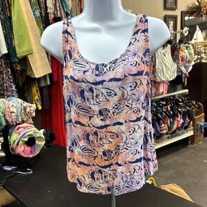 Fish Print Sleeveless Top